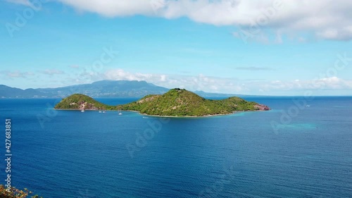 Ilet a Cabrit, Terre-de-Haut, Iles des Saintes, Les Saintes, Guadeloupe, Lesser Antilles, Caribbean. Island Basse-Terre in background. photo