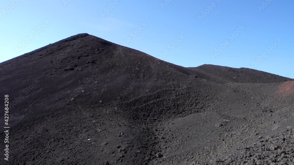 mountain landscape in Sicily from lateral eruption of cinder cone to Etna Volcano, young pine tree and forest (panning) mountain landscape in Sicily from lateral eruption of cinder cone to Etna Volcano, young pine tree and forest (panning)