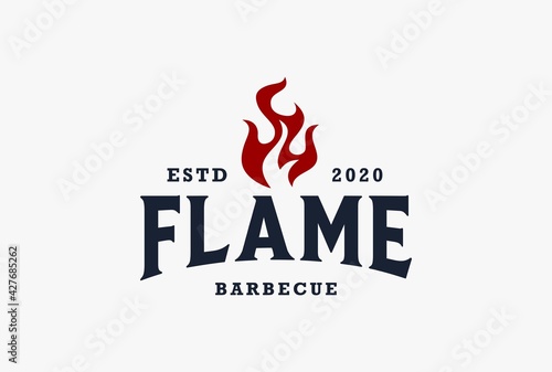 steak and grill logo design. flame icon.