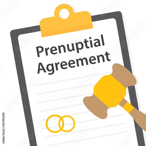 prenuptial agreement paper signing concept - vector illustration