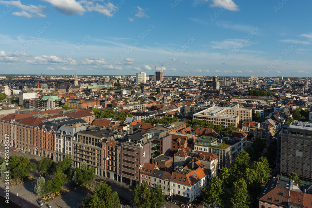 Antwerp City skyline on a sunny afternoon