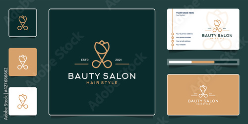 Beauty hair salon logo design and business card