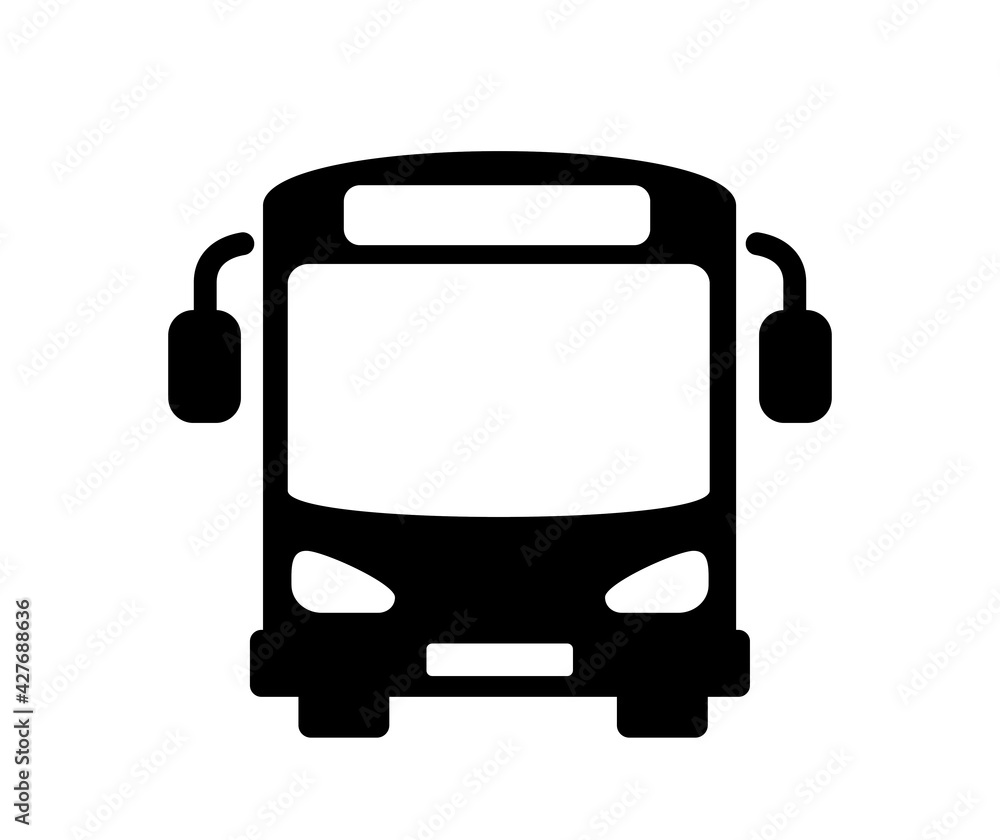 Bus Icon Front View. City vehicle emblem Bus Icon Front View. City vehicle emblem