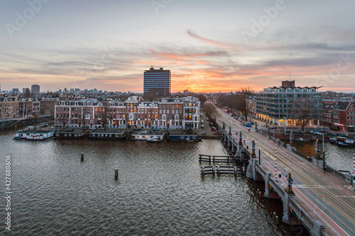 city skyline at sunset