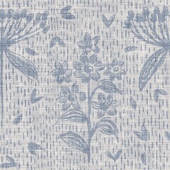 Keuken achterwand Landelijke stijl patronen Seamless french farmhouse floral linen printed background. Provence blue gray pattern texture. Shabby chic style woven background. Textile rustic scandi all over print effect. Watercolor paint motif  © Limolida Studio