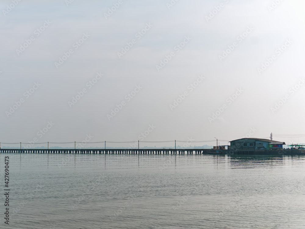 Tranquil Scenery of Small House at the Pier