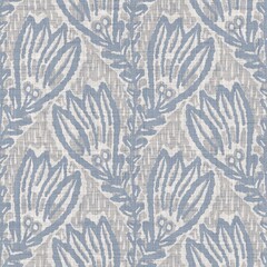 Handdoek met foto Landelijke stijl patronen Provence aquarel bloementextuur blauwgrijs linnen  © Limolida Studio