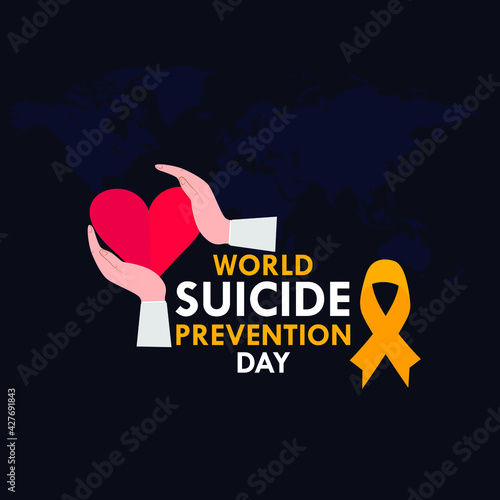 World Suicide Prevention Day, September 10 concept with awareness ribbon. Colorful vector illustration.