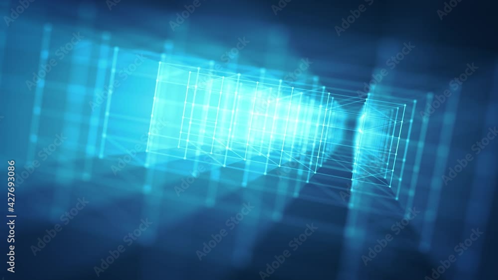 Hi-Tech Structure With Glowing Strokes Slow Shift Loop/ 4k animation of an abstract minimal technology background with outlined cube logo zooming in Hi-Tech Structure With Glowing Strokes Slow Shift Loop/ 4k animation of an abstract minimal technology background with outlined cube logo zooming in
