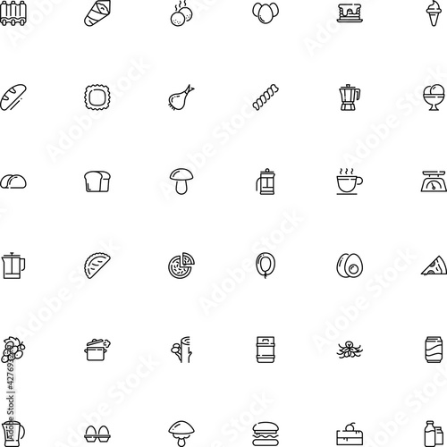 icon vector icon set such as: rice, stainless, toadstool, silver, pen, scoop, booze, clip, cep, drawing, mug, cylinder, shrimp, italian food, bunch, meatball, editable, pizzeria, decaf, chop, salmon