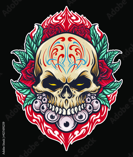  dias de los muertos skull with roses