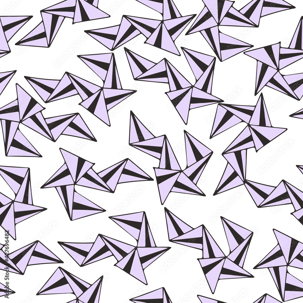 Vector seamless pattern with abstract origami hand drawn elements on white background Vector seamless pattern with abstract origami hand drawn elements on white background