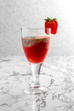 Strawberry and Strawberry Smoothie. Strawberry dessert. Light gray background. Place for your text.
