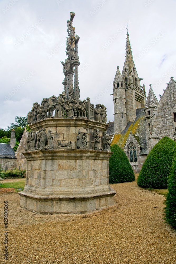 Obraz premium Calvary at Plougonven Parish close in Bretagne France