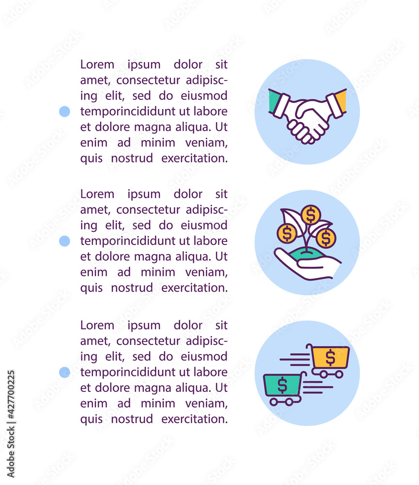 Naklejka premium Protection of free trading and competition concept line icons with text. PPT page vector template with copy space. Brochure, magazine, newsletter design element. Business linear illustrations on white