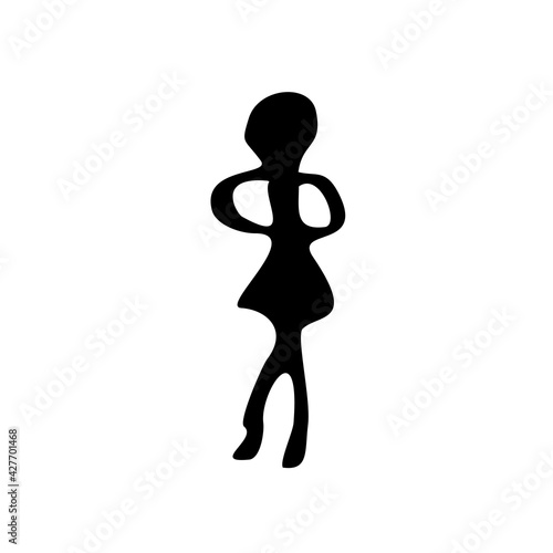 Ancient man, woman. Drawings of primitive people on stone. Illustration in ethnic style.