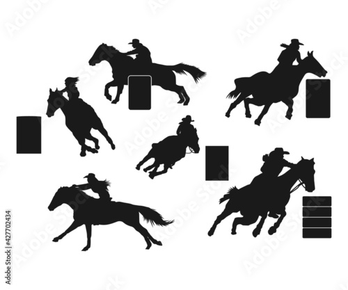 Rodeo Barrel Racer SVG, Western Rodeo Svg, Cowgirl Silhouette, Barrel Racer Clip Art; Barrel Racing SVG, Rodeo Svg,Horseback Rider Svg, Dxf 
