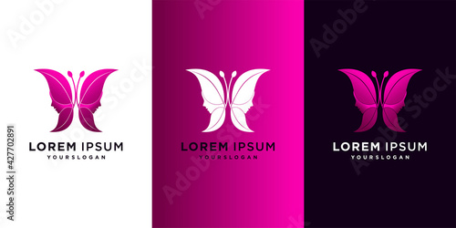 Beauty logo template with butterfly concept