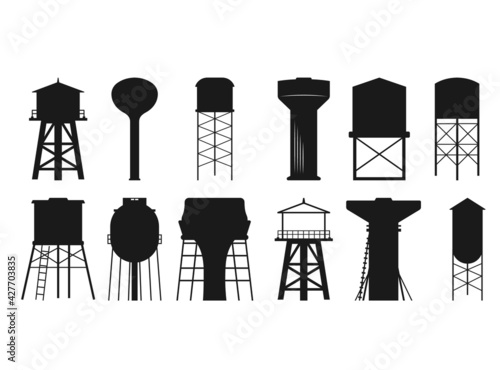 Water tower SVG, Water tower Silhouette, Water Tower Cut File, Water tower cutting files, printable design, Water Tower Clipart, Water Svg 