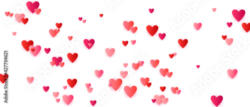 Red flying hearts bright love passion vector background.