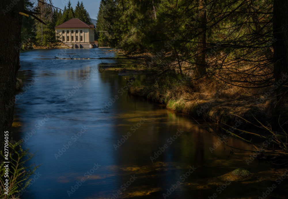 Hamry dam on Uhlava river near Zelezna Ruda town in national park Sumava Hamry dam on Uhlava river near Zelezna Ruda town in national park Sumava