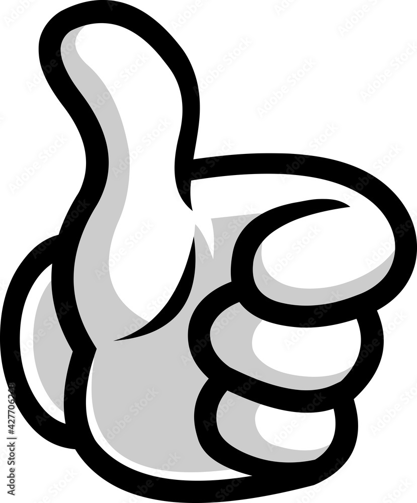 Cartoon Thumbs Up Hand. Vector Illustration Isolated On White