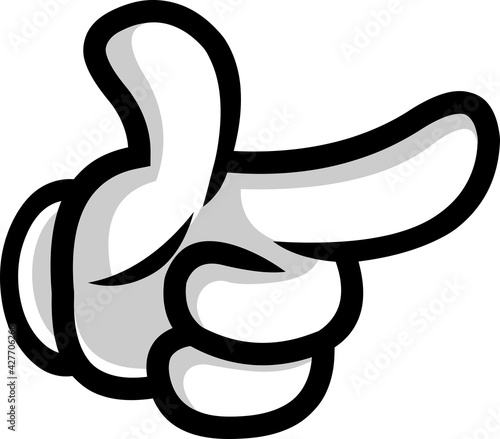 Cartoon Hand With Pointing Finger. Vector Illustration Isolated On White Background