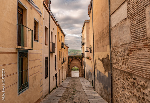 Streets of the historic Jewish quarter of the city of Segovia in Spain
