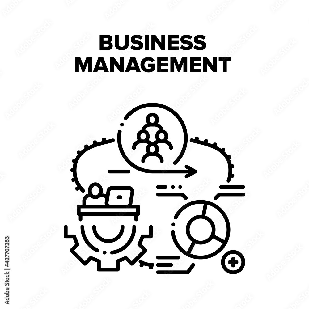 Business Management Work Vector Icon Concept. Company Colleagues Team Or Financial Business Management, Strategy And Development Working Process. Analysis Finance Diagram Black Illustration Business Management Work Vector Icon Concept. Company Colleagues Team Or Financial Business Management, Strategy And Development Working Process. Analysis Finance Diagram Black Illustration