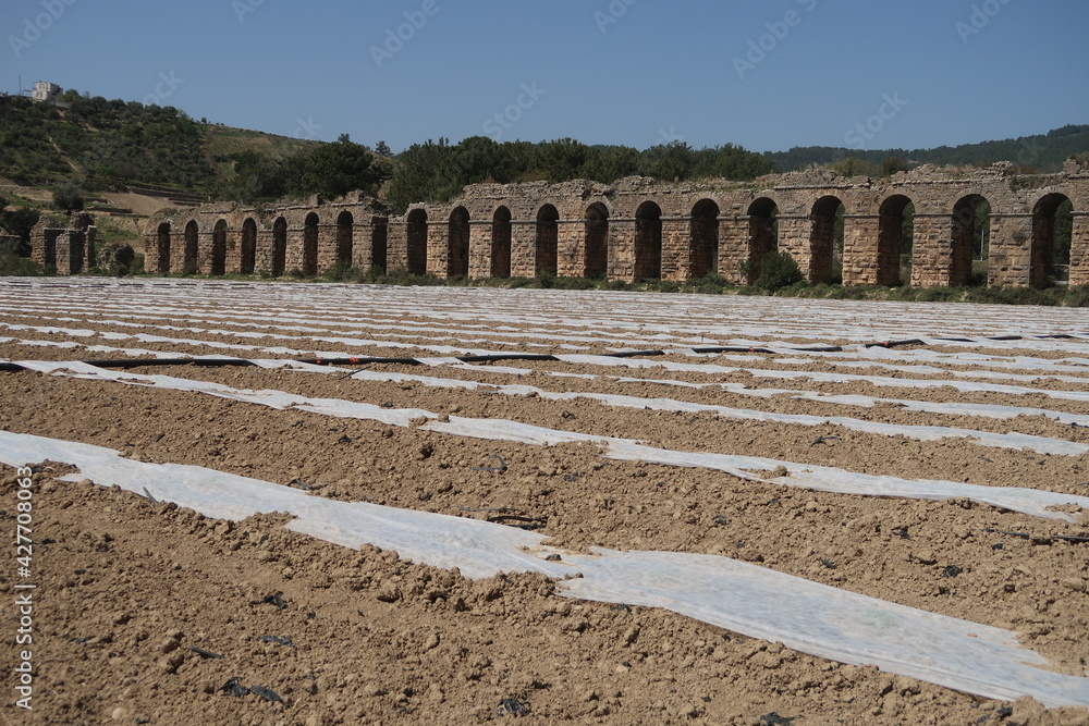Ancient Oymapınar aqueduct in Turkey
