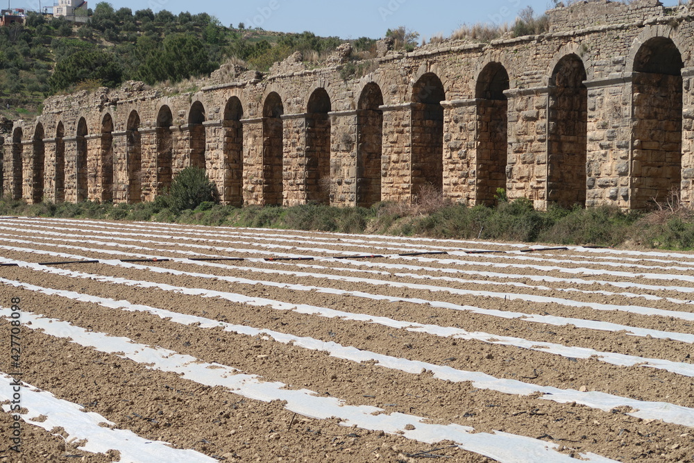 Ancient Oymapınar aqueduct in Turkey