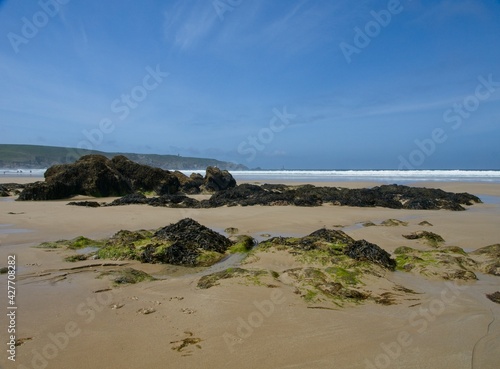 Pointe du Raz from Plage de la Baie des Trepasses Beach in Bretagne France photo