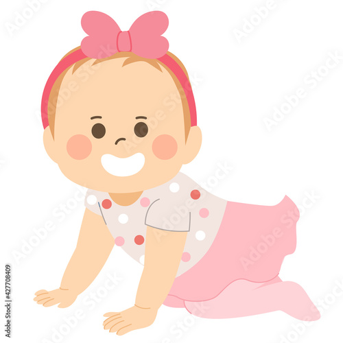Cute baby girl with pink ou...