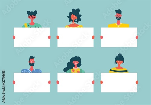 Set of different vector summer people and icons