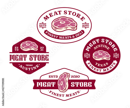 set of logo badge meat store in vintage design