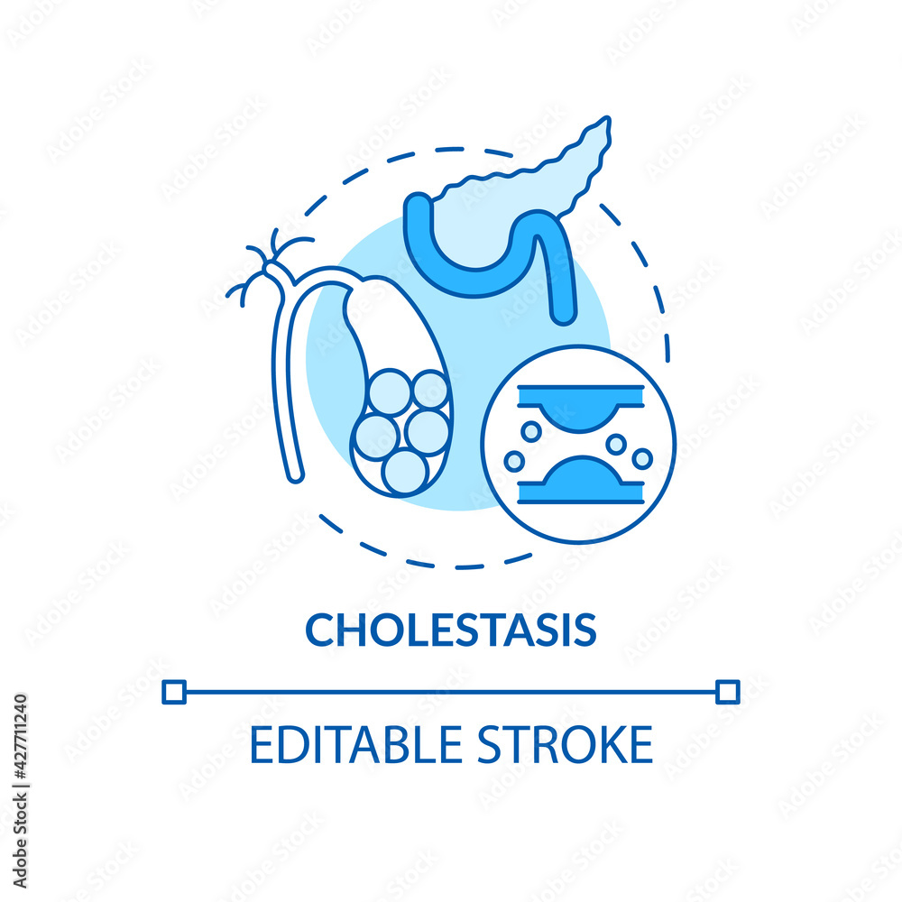 Cholestasis concept icon. Liver disease type idea thin line