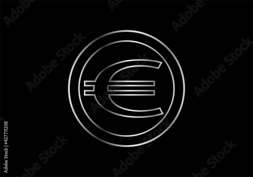 El euro digital sobre fondo negro