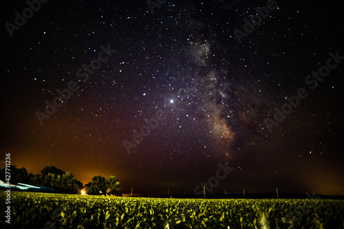 Milky way seen from rural farm land