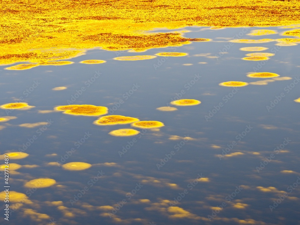 Yellow sulphur rocks and water in Danakil Depression, Ethiopia. Yellow sulphur rocks and water in Danakil Depression, Ethiopia.