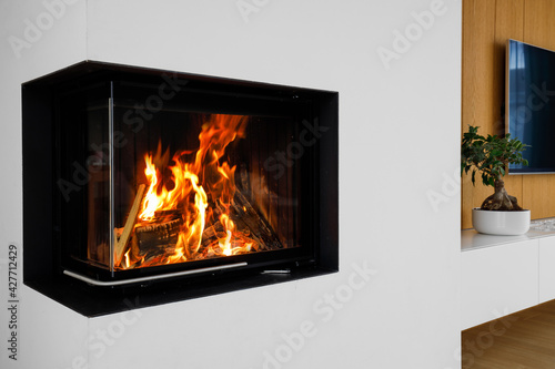 modern solid fuel fireplace