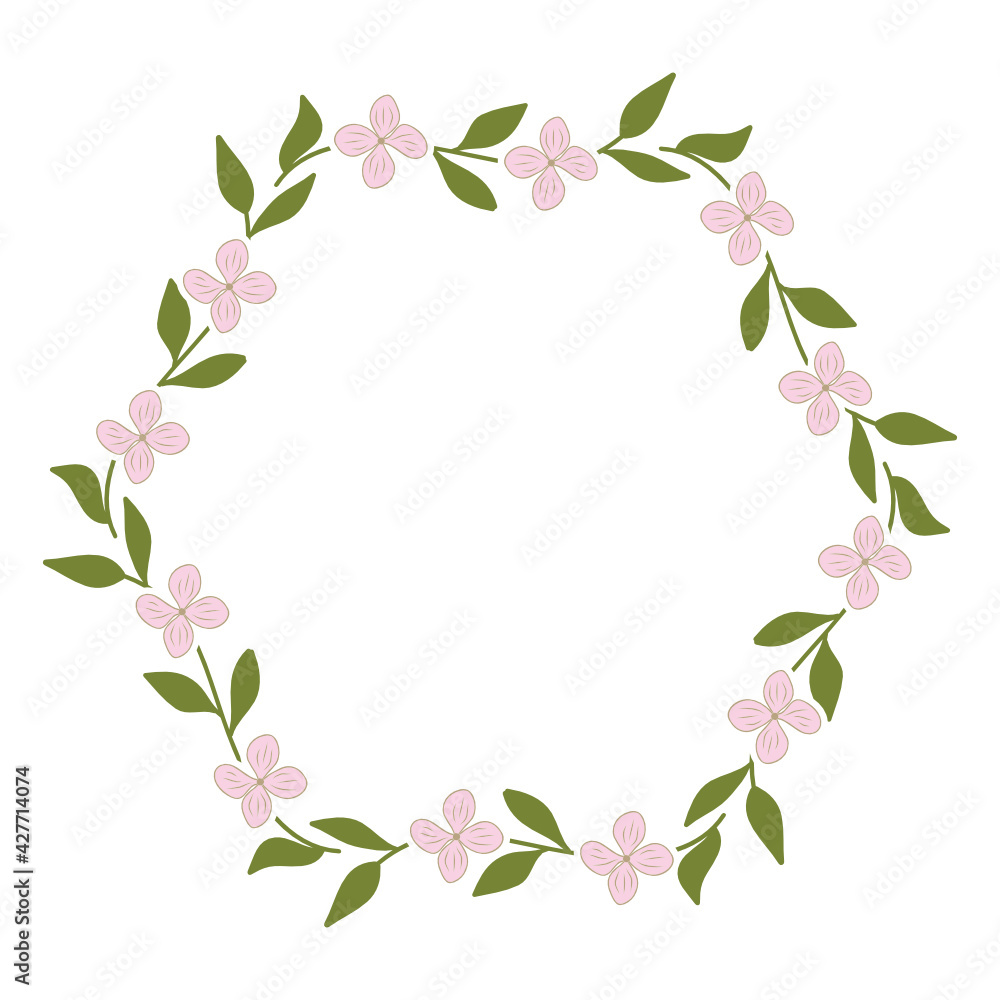 pink floral wreath, vector pink floral wreath, vector