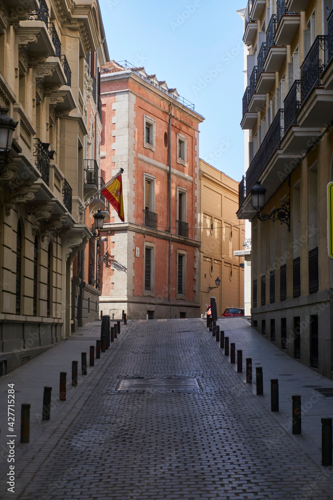 Empty streets in Madrid, Spain