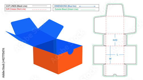 Unique custom new modern box dieline template and 3D render