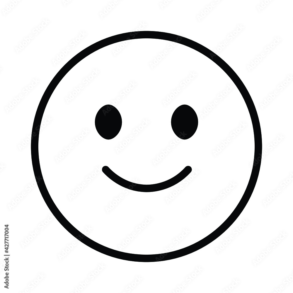 Cute solid line social media slight smiling face emoji on white background. Royalty-free. Cute solid line social media slight smiling face emoji on white background. Royalty-free.