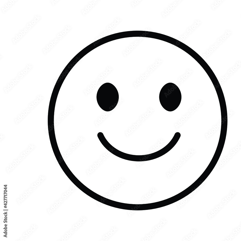 Fototapeta premium Cute solid line social media smiling face emoji on white background. Royalty-free.