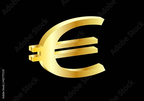 Símbolo del euro dorado sobre fondo negro