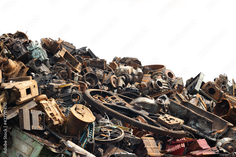 Mountain of scrap metal ready for recycling
