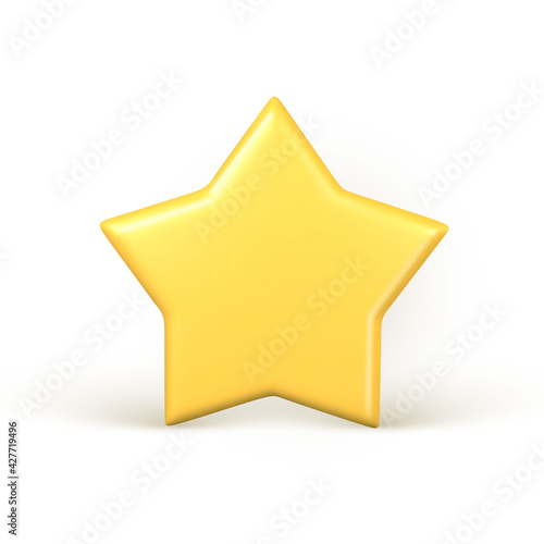 3d golden star. Holiday design element. Realistic 3d yellow star. Vector illustration
