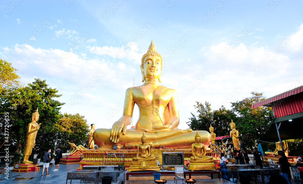 Big gold Buddha in Pattaya Thailand The symbol of Buddhism
