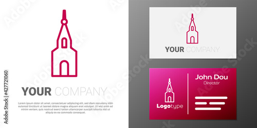 Logotype line Church building icon isolated on white background. Christian Church. Religion of church. Logo design template element. Vector